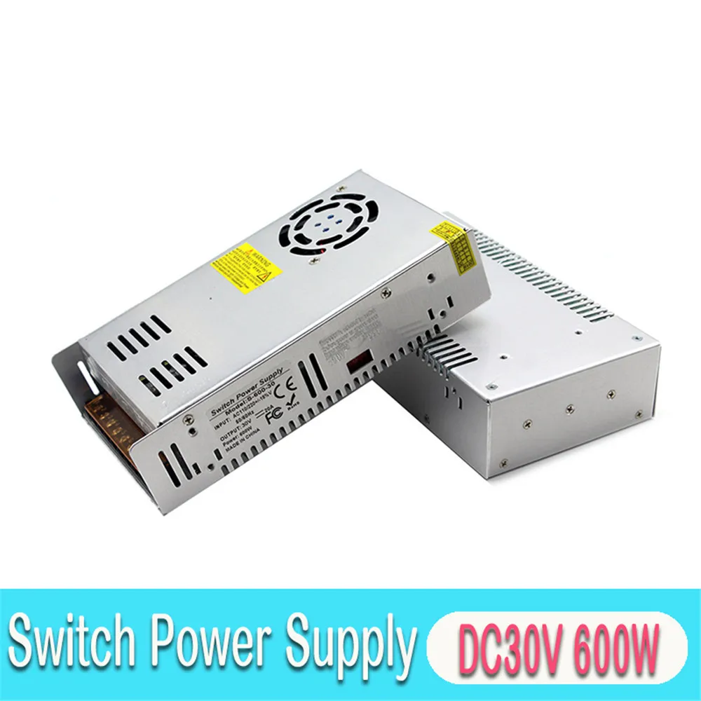 

Single Output Small Volume 600W 20A 30V DC Power Supply Switch Transformers AC110V 220V TO DC30V SMPS for Led Light Stepper CNC