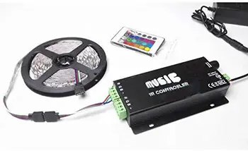 

DC12-24V 24 Keys Iron Shell Wireless IR Remote Control Music Sound Controller for 5050 3528 RGB LED Strip Light