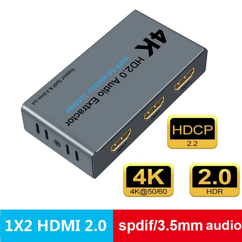 

4K HDMI 2.0 Switcher Switch 1x2 Splitter 1 in 2 out 4K 60Hz HDR hdmi Switcher HDCP 2.2 With audio extractor for PS4 pro DVD,Xbox