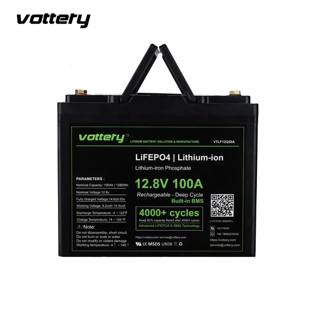 

VOTTERY lifepo4 12v 120Ah Boat trolling motor RV Solar Energy Yacht Boat trolling Motor lithium battery 12v 100ah + 10A Charger