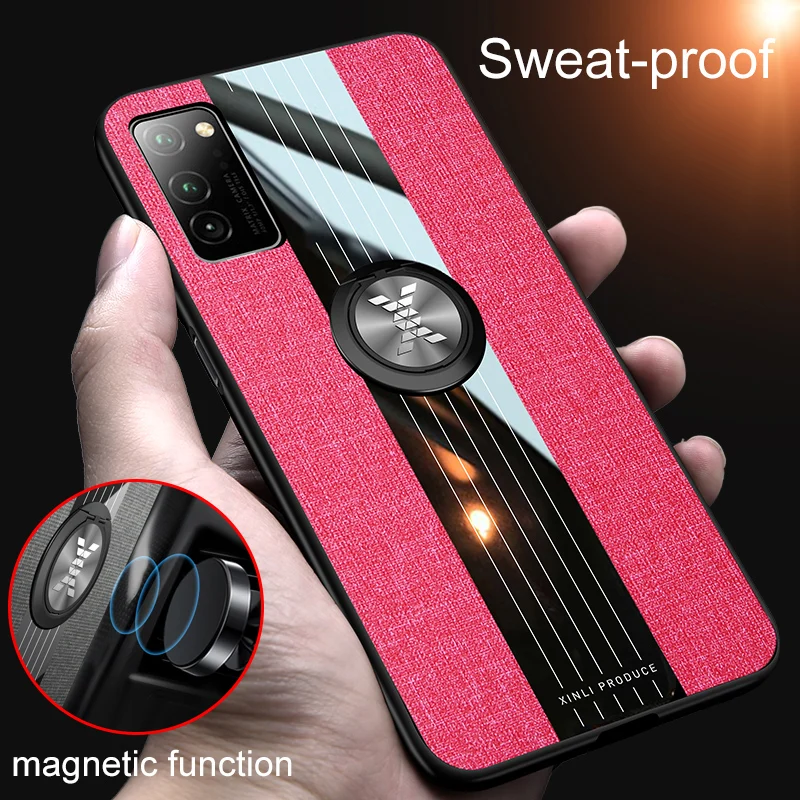 

Anti-drop ring bracket soft back cover For huawai Honor v30 Non-slip cloth pattern TPU phone case For honor v30 phone cases capa