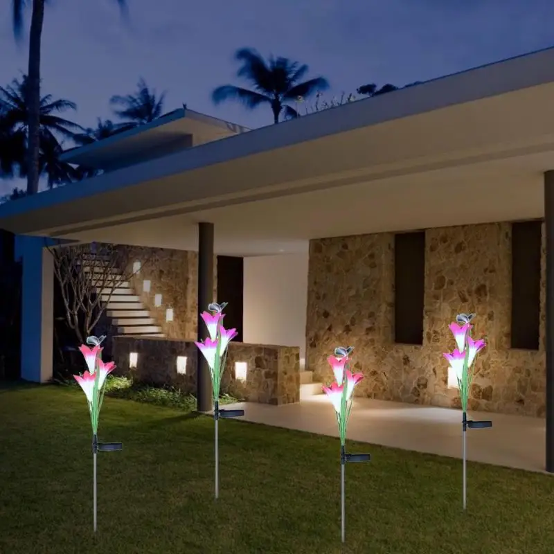 Solar LED Lawn Lamp Waterproof Butterfly Colorful Garden Yard Decor Lights