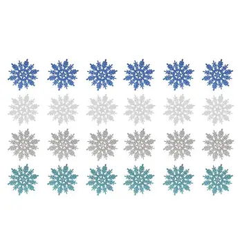 

24Pcs Glitter Snowflake Fine Nice Safe Chic Plastic Snowflake Ornament Pendant