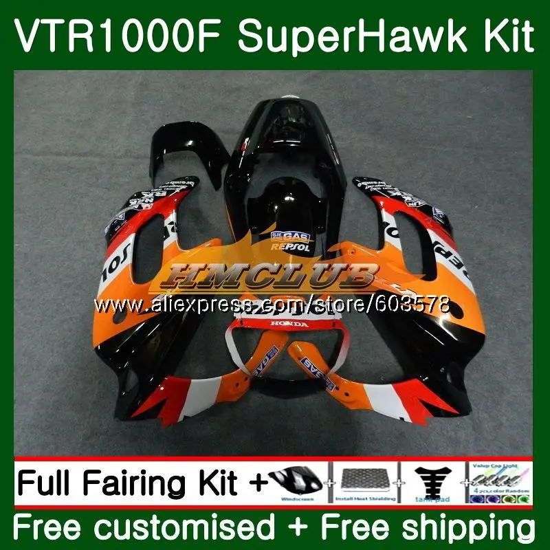 Body For HONDA SuperHawk VTR1000F 1997 2005 Repsol orange 86CL.52 VTR1000 F VTR 1000 F 1000F 97 98 99 00 01 02 03 04 05 Fairings