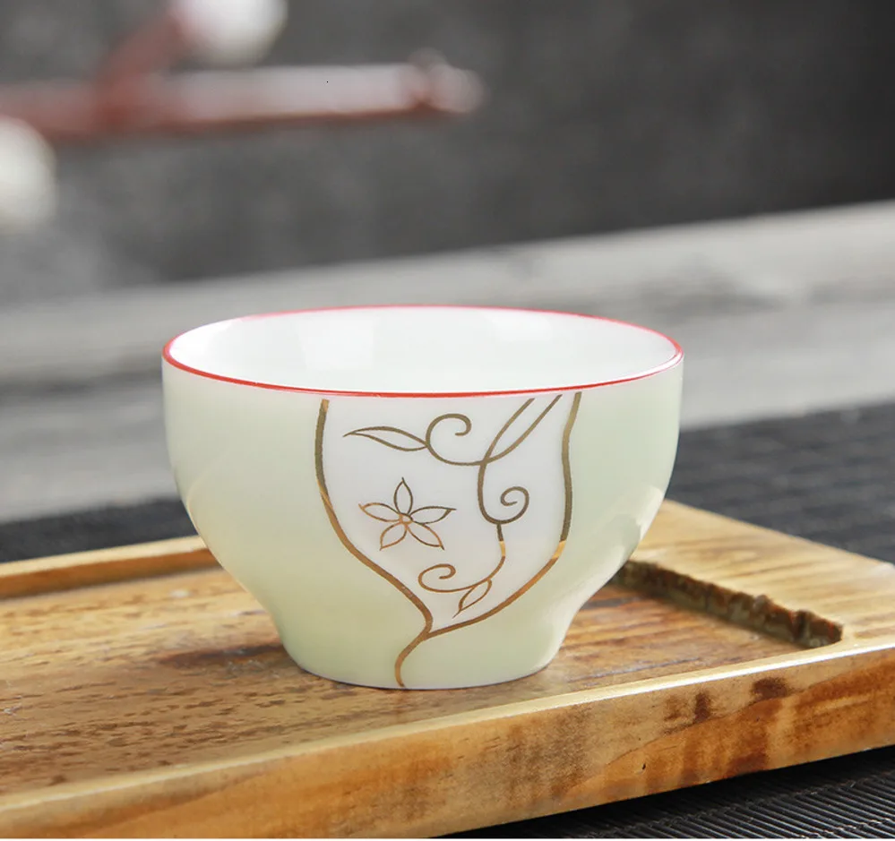 Hand-painted Phnom Penh Cup Of Tea Celadon Little Cup Of Kung Fu Tea From Cup Of Tea Accessory Personality Glasses - Цвет: D