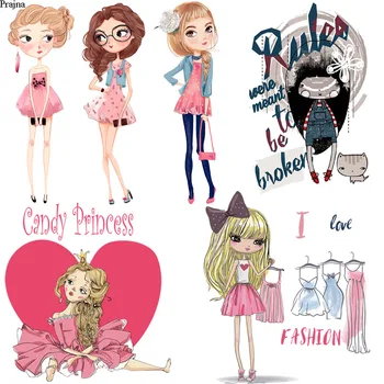 

Prajna Fashion Three Girl Patch Heat Transfer Vinyl Candy Princess Iron On Transfer For Clothing Thermal Stickers On Clothes DIY