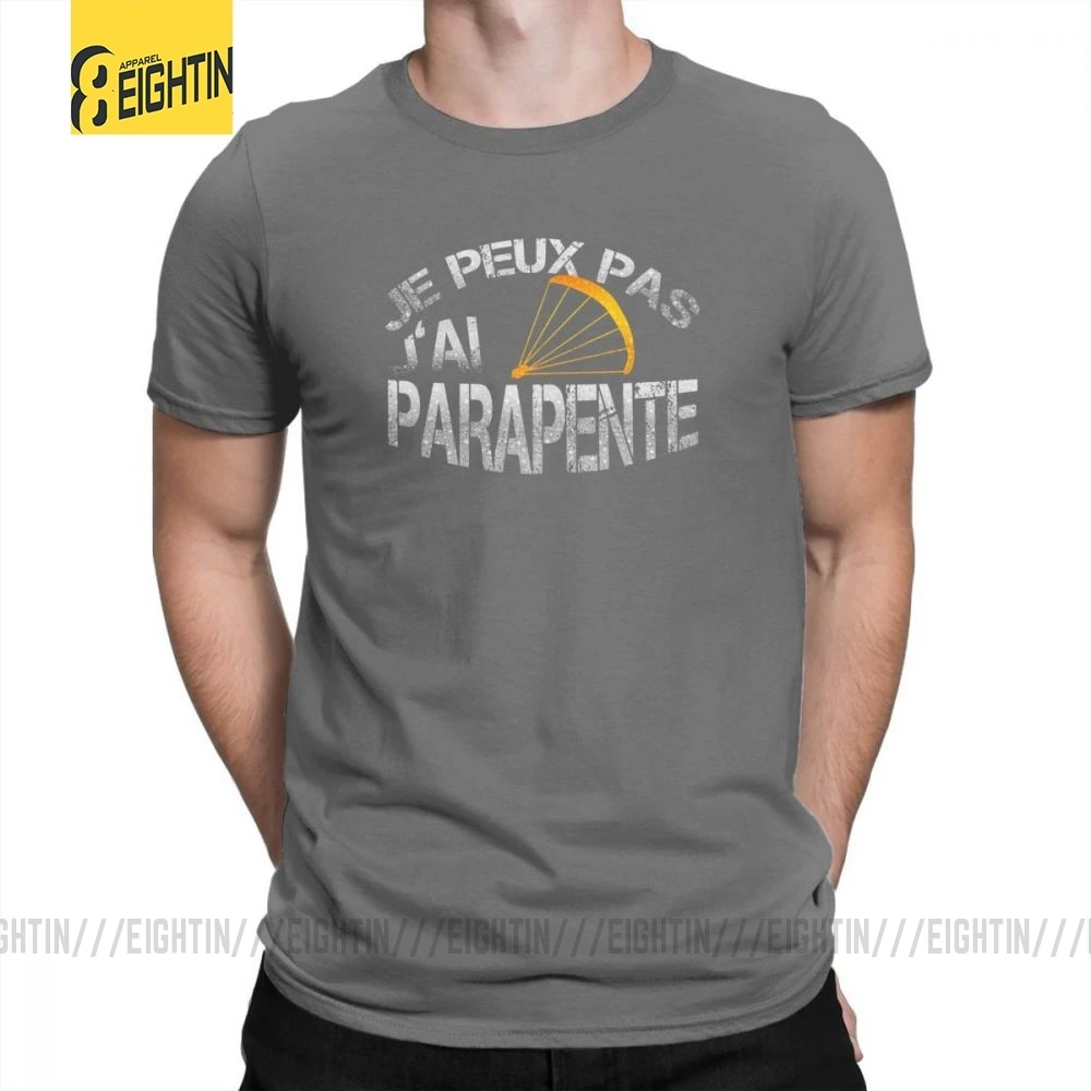 Parapente футболки парапланерная Футболка Мужская Crewneck короткий рукав очищенный хлопок печатная одежда футболки большой размер стильные - Цвет: Темно-серый