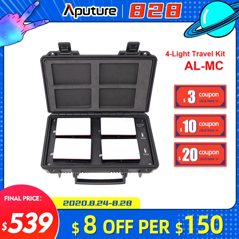 Освещение Aputure 4 RGBWW светодиодное освещение для видео 3200K 6500K RGB HSI/CCT/FX Селфи