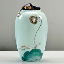 22X12,6 см, большой размер, Цзиндэчжэнь, керамическая коробка для чая, Чайник Пуэр, чайные банки, герметичные конфеты, ручная роспись, целадон, чайный цилиндр, художественные поделки