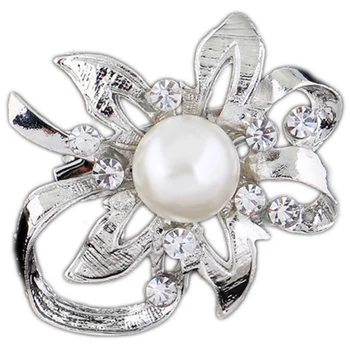 

Silver Flower Brooch Flower Pin Women's Rhinestone Brooch Fashion Wedding