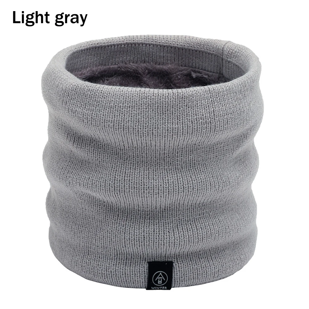 light gray 1 шт. унисекс зимний теплый вязаный шарф двухслойный мягкий флисовый подкладка толстая шея теплая кольцевая петля шарфы шаль палантин аксессуары - Цвет: light gray