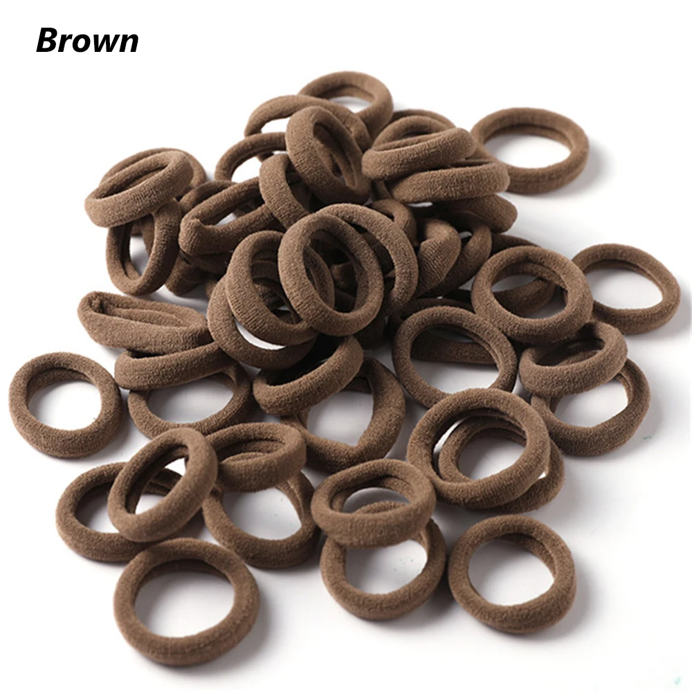 Brown 50 шт. новые неповрежденные канаты для волос, мини эластичные резинки для волос для женщин, бесшовные резинки для волос, конский хвост, держатели, аксессуары для волос - Цвет: Brown