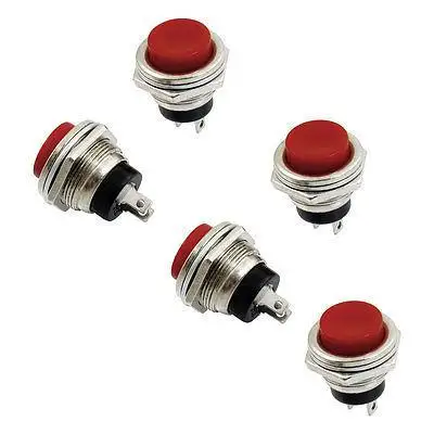 

5 x Momentary SPST NO Red Round Cap Push Button Switch AC 125V 3A