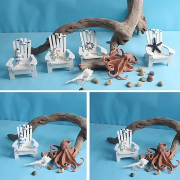 

4pcs Marine Style Decorations Mini Chair Gift Decor Mediterranean Chair Models Micro Landscape Ornament Desktop Adornment