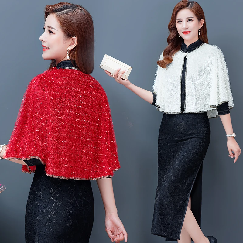New Women Fleece Jacket Coat Elegant Women Cloak Shawl Jacket Plus Size Female Autumn Spring Outwear Party OL Lady Windbreaker