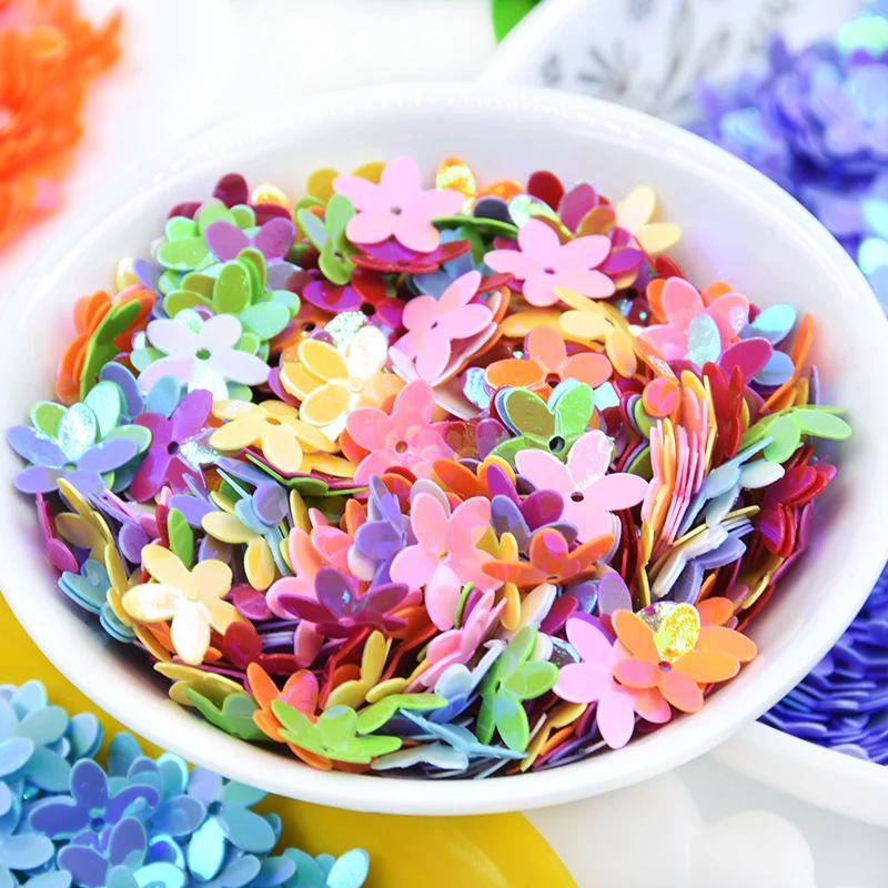 800 pcs пайетки матовый золотой 10 мм чашка Five Finger цветок тесьма с пайетками для шитья