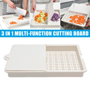 

3-in-1 Chopping Board Kitchen Drain Flip Cutting Boards Cutting Board Multi-function Home Supplies BJStore
