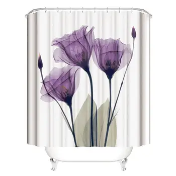 

Shower Curtain 180*180 cm Simple and Modern Stripe Floral Printing Pattern Waterproof