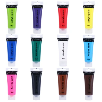 

12PCS/Set 12 Colors Acrylic Paint Wall Painting Pigment Set Creative DIY Acrylic Paint Kit for Dorm School Home