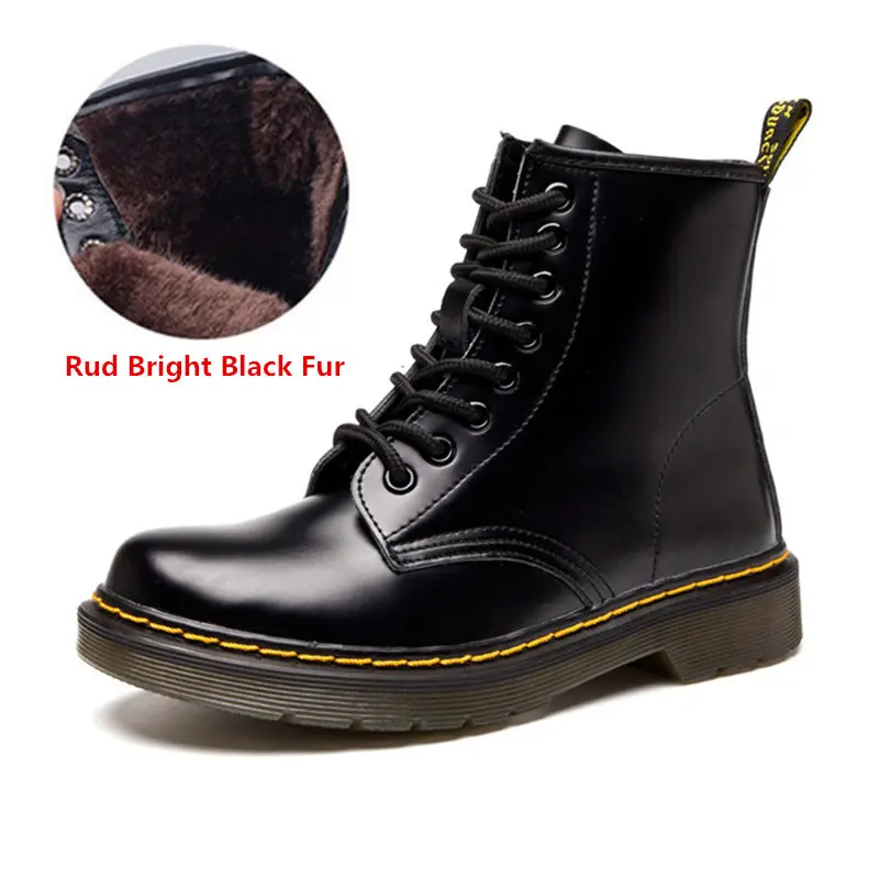 Suede Bright black Зимние ботинки на платформе; коллекция года; модные женские ботинки из натуральной кожи в стиле панк; женские ботильоны; зимние ботинки; Zapatos De Mujer - Цвет: Suede Bright black