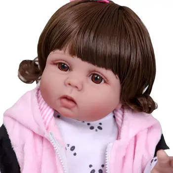 

48cm Reborn Doll Realistic Full Silicone Vinyl Newborn Babies Panda Toy Girl Princess Clothes Lifelike Handmade Gift 72XC