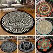 Alfombras redondas geométricas clásicas para sala de estar dormitorio flores bohemias Tapete Área de mesa de centro alfombra piso delicado