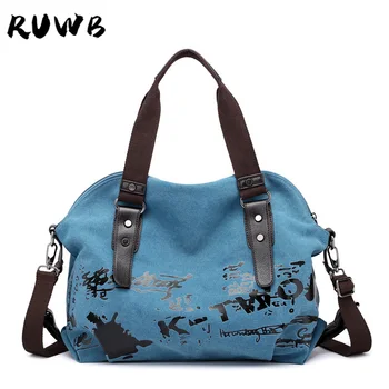

RUWB Canvas Bag Women's Casual Shoulder Bag Women Large Capacity Shopping Tote Bags Female Outdoors Travel Messenger Bags Bolsa