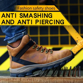 

Work Boots For Men Anti-smashing Steel Toe Cap Safety Shoes Indestructible Work Shoes Boots Men's outdoor work shoes