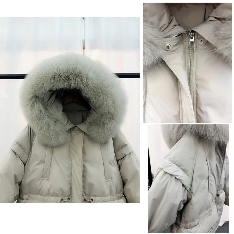 Новинка, зимняя женская куртка из белого утиного пуха в Корейском стиле Dongdaemun, приталенная Женская куртка с завязками на талии