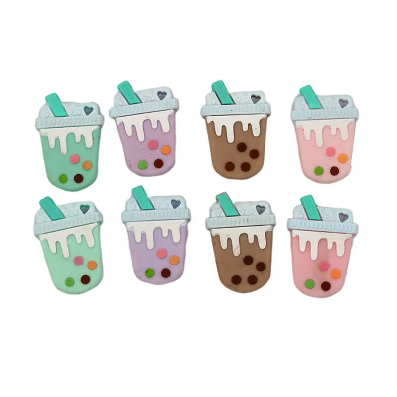New 4Pcs/Set Silicone Teether Bubble Tea Beads DIY Baby Cute Teething Oral Care Pendant Shower Teether Sensory Jewelry Toy Gift