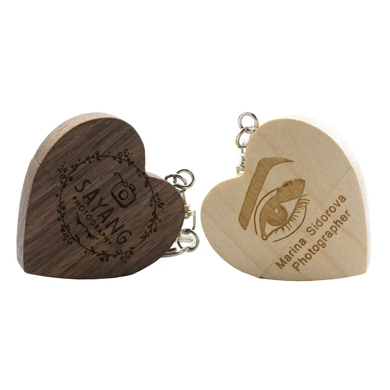 chains usb 3.0 flash pen drive custom wedding studio love logo heart pendant 