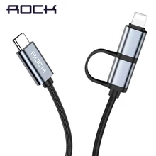 ROCK 2 в 1 USB C для освещения кабель для iPhone iPad usb type c для type-C кабель для Apple Macbook Pro USB-C кабель для быстрой зарядки