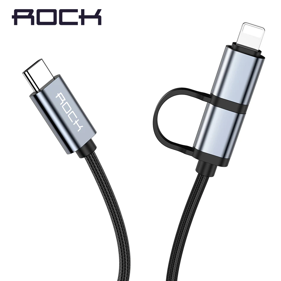ROCK 2 в 1 USB C для освещения кабель iPhone iPad usb type c type-C Apple Macbook Pro USB-C быстрой зарядки |