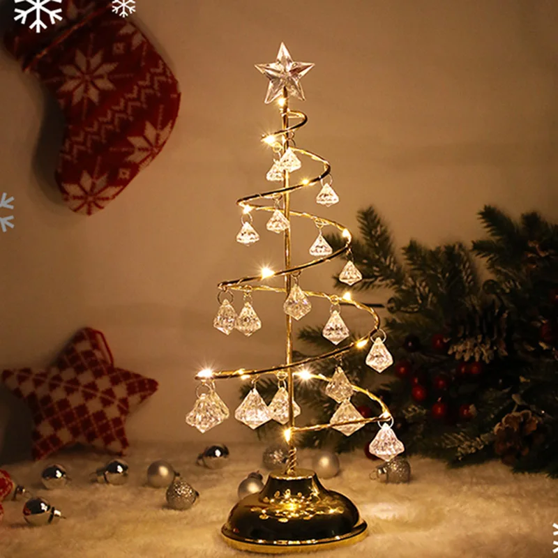 

New LED Holiday Crystal Christmas Tree Light Battery Operated Table Window Decoration Home Office SF66