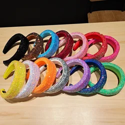 New Luxury Baroque Rhinestone Full Crystal Headbands For Women Wide Diamond Sponge Elastic Hairbands Girls Hair Accessories