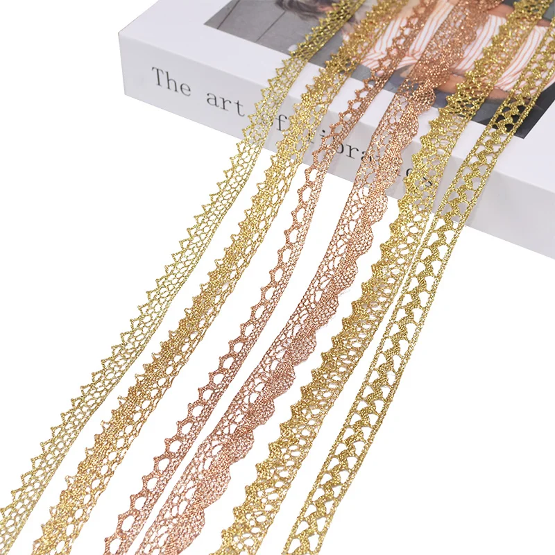5/10Yards Gold Lace Trim Ribbon Curve Lace Fabric Sewing Centipede Braided Lace Wedding Craft DIY Clothes Accessories Home Decor