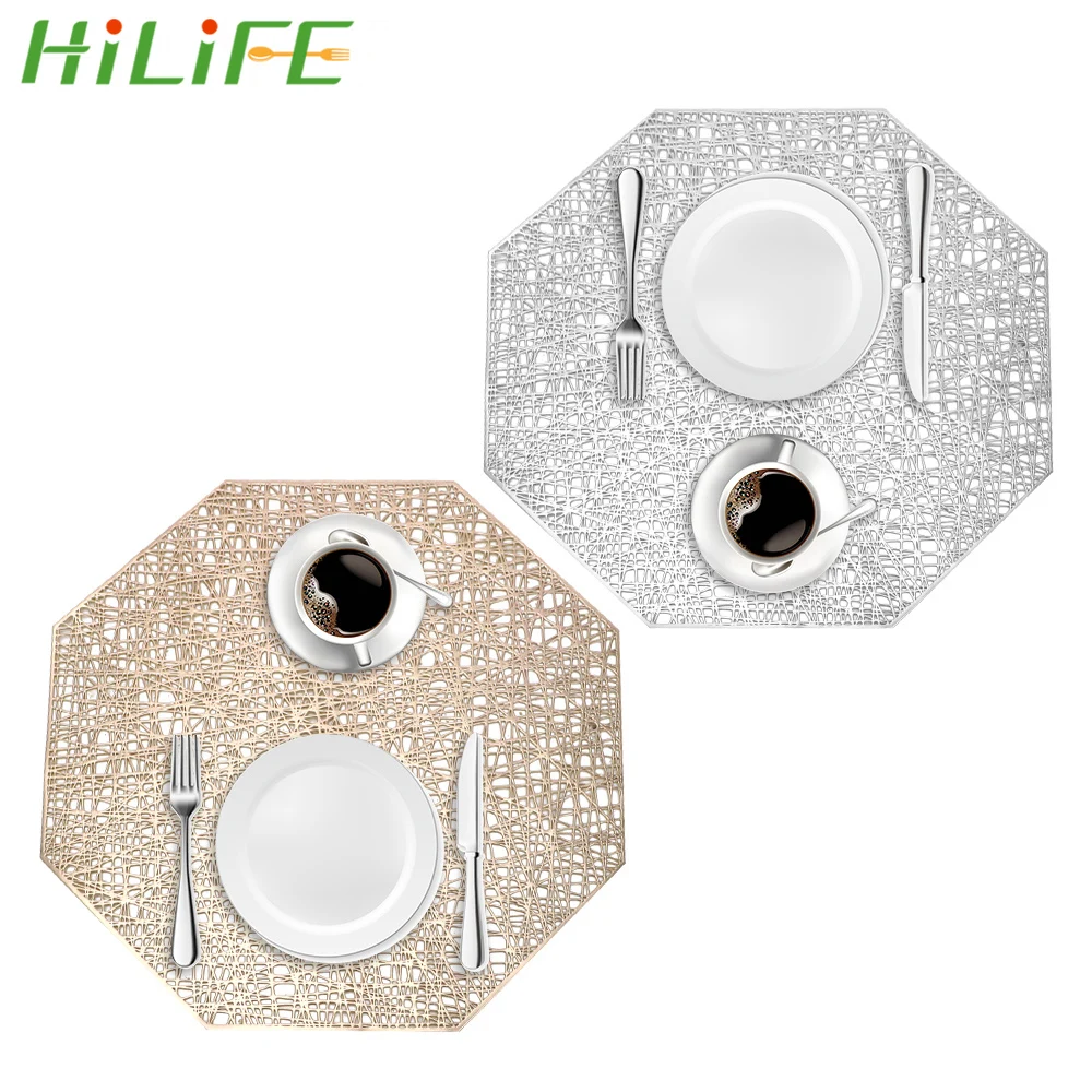 HILIFE настольные коврики обеденные Настольный коврик из ПВХ теплоизолированные дисковые колодки Нескользящая чаша коврик плетение подставки Восьмиугольные полые водонепроницаемые