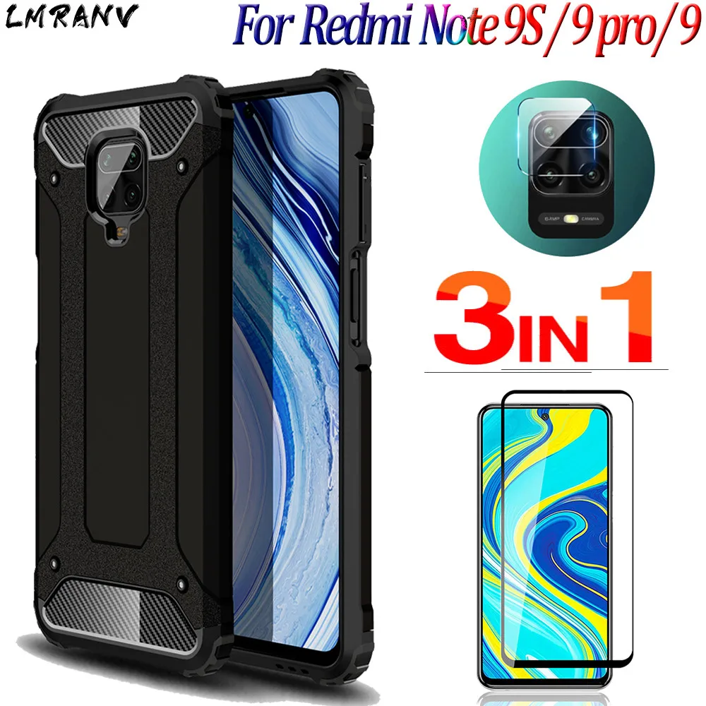 чехол для смартфон Xiaomi Redmi Note 9 Pro броня ксиоми ноте про 9с бампер+стекло+камера