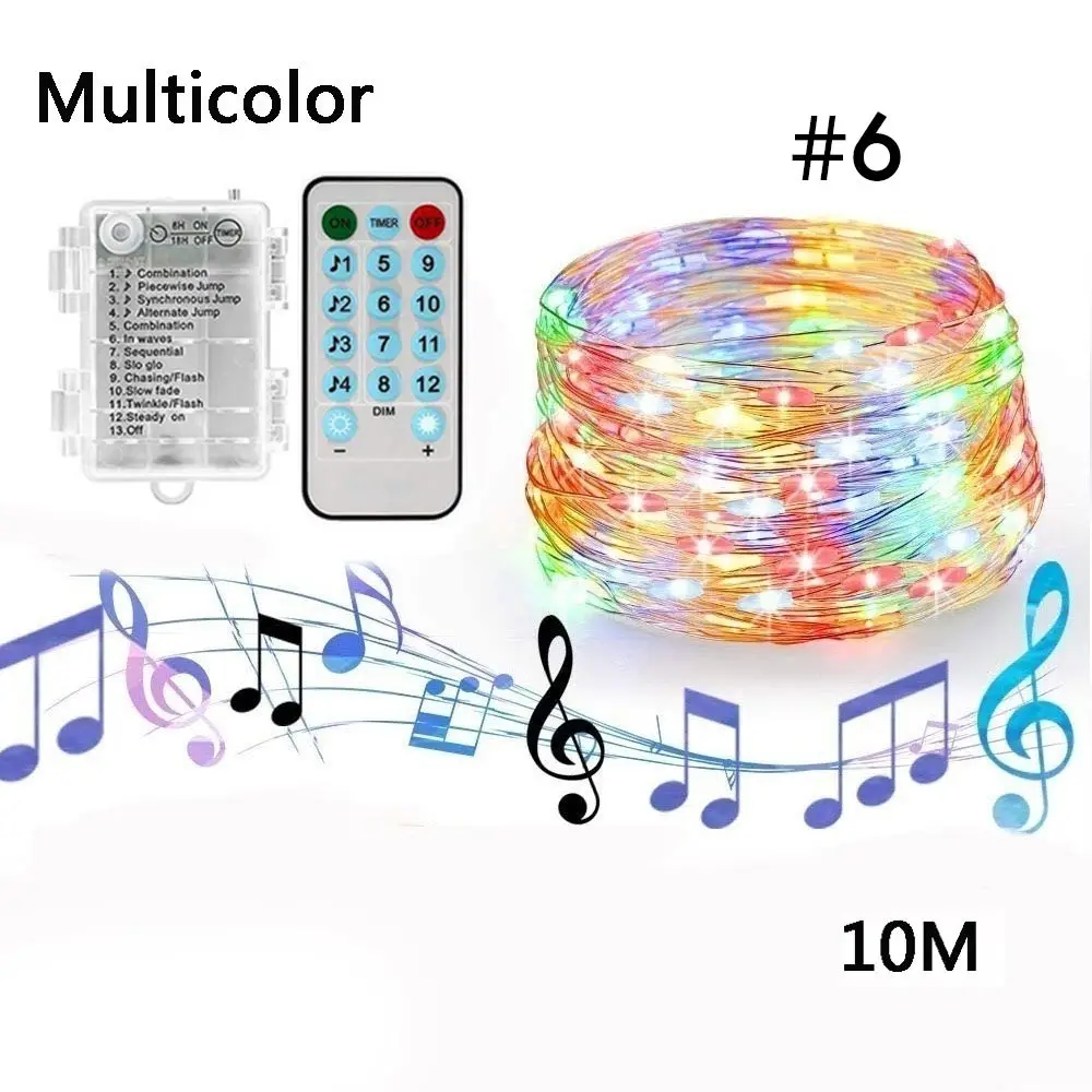 10M multicolor Сигнальное освещение для светомузыкальный проектор Строка Фестиваль Батарея коробка светодиодный фея гирлянды светодиодные светильники, декор дома празднование Дня рождения творческий - Испускаемый цвет: 10M multicolor