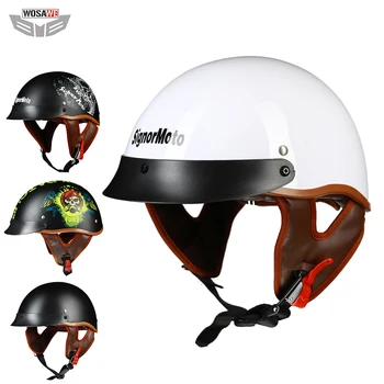 

WOSAWE Retro Half Face Motorcycle Helmet ABS Shell Removable Washable Half Open Face Casco ABS Bicycle Helmet