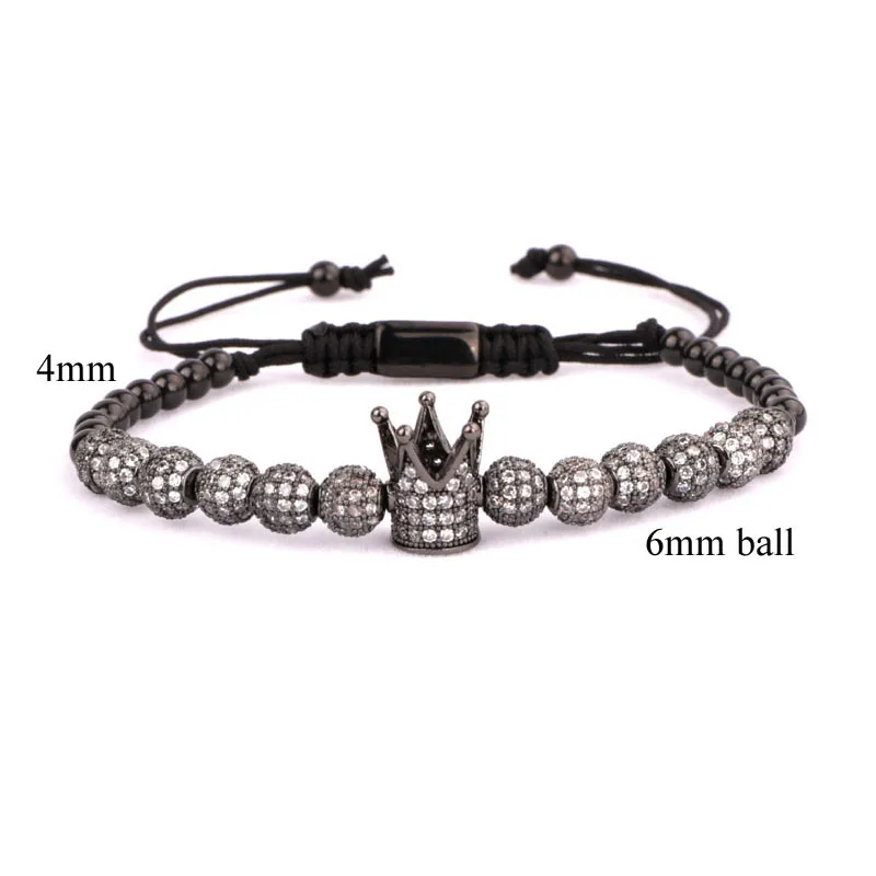 New Fashion Luxury CZ Charm Natural Stone Imperial Gold Color Beads Crown Eyes Charm Adjustable Bracelet Women Men - Image 3