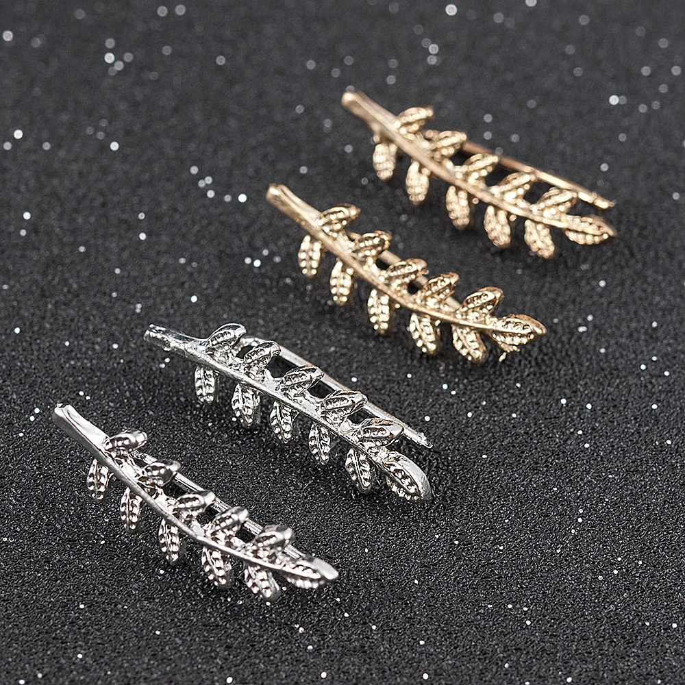 

Vintage Exquisite Metal Golden Silver Leaf Hook Earrings Stud Earrings for Women Ear Jewelry