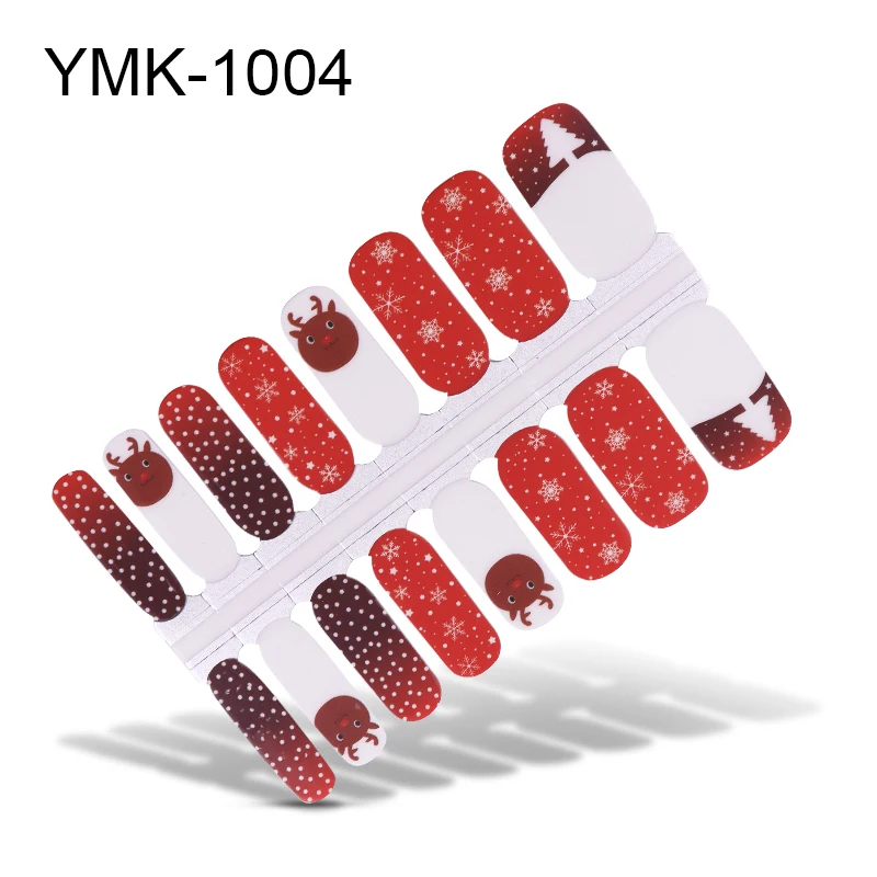 YMK-1004 16 постов/1 Лист наклейки для ногтей УФ-гель лак для ногтей Обертывания полоски полное покрытие красочные наклейки-лак для ногтей Переводные картинки Маникюрный Инструмент - Цвет: YMK-1004