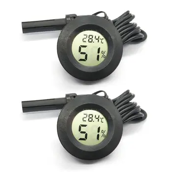 

2-Pack Round LCD Digital Mini Embedded Thermometer Hygrometer Temperature Gauge