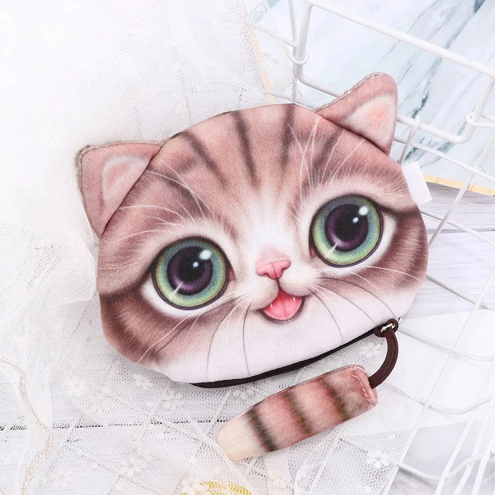 Мультяшные Мини кошельки милый, с кошками, животными детская сумочка для девочек Повседневное бумажник с застежкой-молнией для девочек кошелек для мелочи держатель для карт