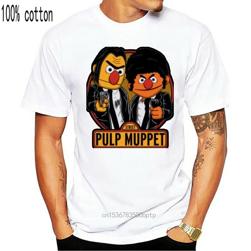 Pulp Muppet Bert and Ernie Black T-Shirts Hot Selling 100 % Cotton Pride of The Creature T Shirts Print Round Neck Man | Женская одежда
