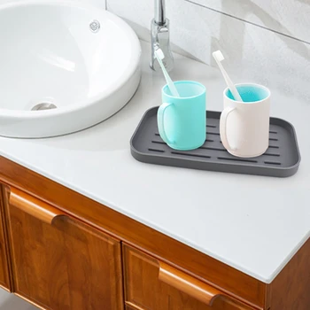 

Kitchen Sink Sponge Rack Silicone Drain Mat Tray Kitchen Storage Pan Drain Tray