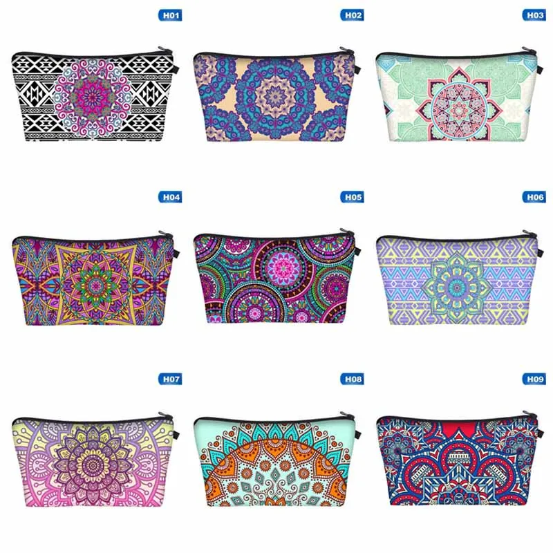 

Women'S Make Up Bag Travel Organizer Case Printing Cosmetic Storage Bag Pouch Mandala Purple Clutch Pencil Case Stationery