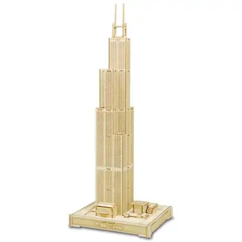 

Willis Tower DIY 3D Wooden Puzzle Woodcraft Assembly Kit Cutting Wood Toys For Christmas Gift