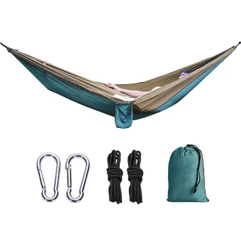 

Outdoor double Hammock Outdoor Backpacking Travel Survival Hunting Sleeping Bed Portable With 2 Straps 2 Carabiner